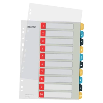 Abbildung von Leitz PC beschriftbares Register in A4 Format, 1 10, Robust, Mehrfarbig, Cosy Serie, 12470000