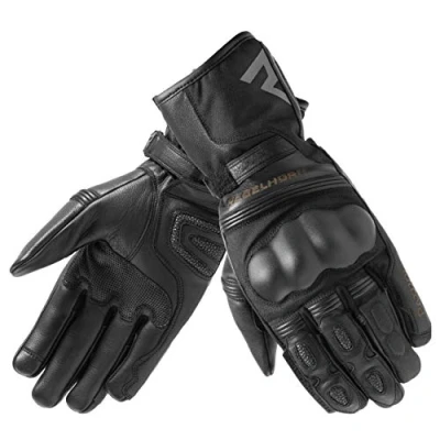 Abbildung von REBELHORN Patrol Long Leder Motorradhandschuhe für Männer Superfabric Panels und Fingerkappen Belüftung Flexible Elemente Touchscreen Friendly Pads