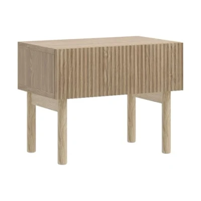 Abbildung von Selsey Nachttisch Beistellschrank Beistelltisch Nachtschrank 50 cm Stehend Mit Schublade Eiche Geölt Gefräste Fronten Nolie