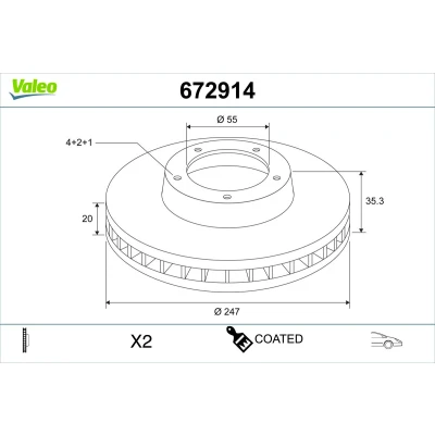Abbildung von VALEO Bremsscheibe TOYOTA: Aygo, CITROËN: C1 I, II, PEUGEOT: 107 Schrägheck, 108 Schrägheck 672914 1613819880,1618862380,1630633180,4246J0