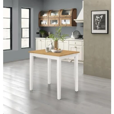 Abbildung von Hallowood Furniture Ledbury kleiner weiß lackierter Esstisch mit heller Eichenplatte, aus Massivholz, Küchentisch, Frühstückstisch, für Zuhause &amp; Café