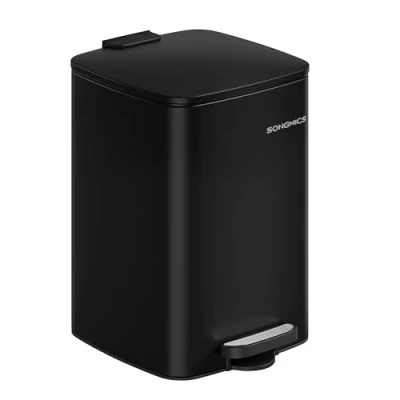 Abbildung von SONGMICS Mülleimer Küche, 20 Liter Abfalleimer, Tretmülleimer, Stahl, mit Inneneimer, Softclose, Offenhaltefunktion, tintenschwarz LTB592B02