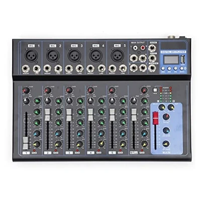 Abbildung von Lightakai Live Mischpult, Professioneller Mixer mit 7 Sound Mixing Console Digitaler Audio für Aufnahme DJ Network