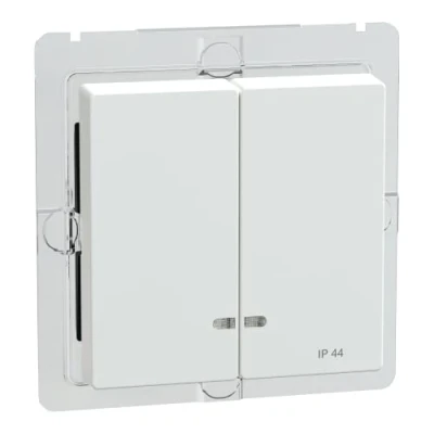 Abbildung von Schneider Electric Merten MEG3424 0325 Doppelwippe für Schalter mit Kontrollfenster, IP44 Wasserdicht, aktivweiß glänzend, System M