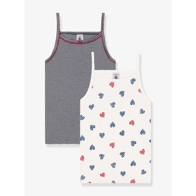 Abbildung von Petit Bateau KIDS 2 PACK Unterhemd/shirt für Kinder, Größe: 104, Smoking/marshmallow/multicolor