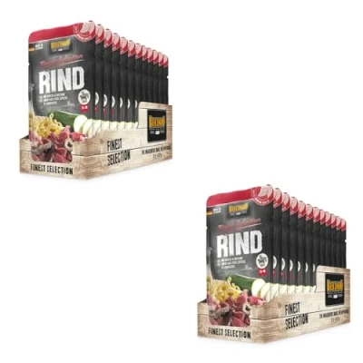 Abbildung von BELCANDO Frischebeutel [12x125g Rind mit Spätzle &amp; Zucchini] Nassfutter für Hunde Feuchtfutter Alleinfutter im Einzelportionsbeutel