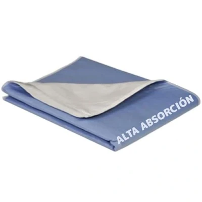 Abbildung von ABENA Abri Soft Waschbare Unterlage 85x90 cm Blau, 2500 ml Saugfähigkeit, PU/Polyester/Rayon/Baumwolle
