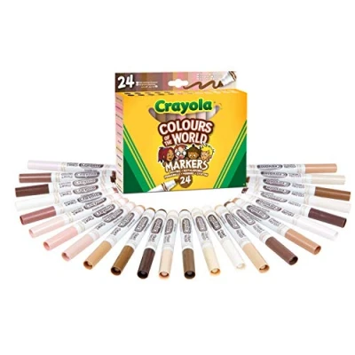 Abbildung von CRAYOLA Colours Of The World Filzstifte Kinder Auswaschbar, Malstifte Set In 24 Farbtönen, Farbstifte Mit Den Hautfarbtönen Der Welt, Konischer Spitze, Ab 3 Jahre