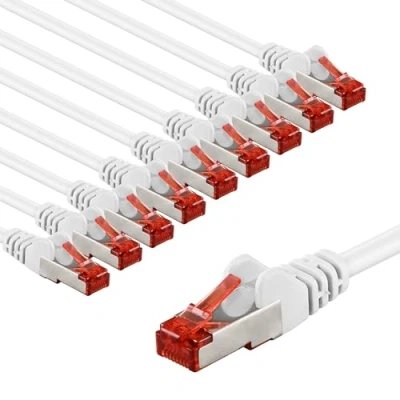 Abbildung von goobay 65989 CAT6 Netzwerkkabel im 10er Set/Patchkabel geschirmt S/FTP/CU Ethernet Kabel, PiMF, LSZH/Cat 6 Kabel mit 10Gbits / Weiß 10x 5m
