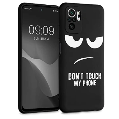 Abbildung von kwmobile Hülle kompatibel mit Xiaomi Redmi Note 10 / 10S Handyhülle Silikon Case Don&#039;t Touch My Phone Weiß Schwarz