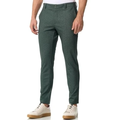 Abbildung von JEFF Herren JFLuke Stoffhose mit 4 Taschen Stretch Hose Herrenhose für Männer Green Herringbone 34/30