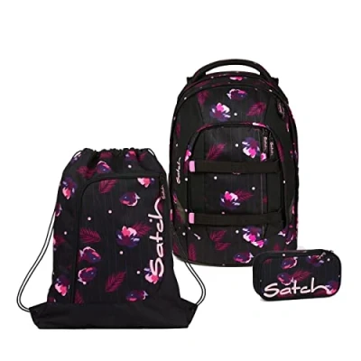 Abbildung von Satch Schulranzen Schulrucksack Set PACK Mystic Nights 3 teilig (3 teilig), Laptop Fach, Your Size System,