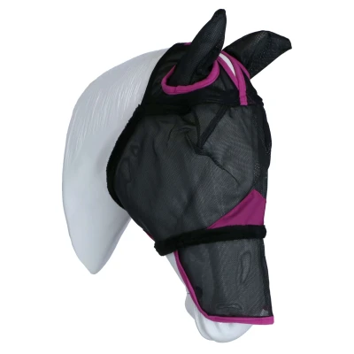 Abbildung von Weatherbeeta Fliegenmaske Comfitec Deluxe Durable Mesh mit Ohren und Nase Schwarz/Lila Vollblut