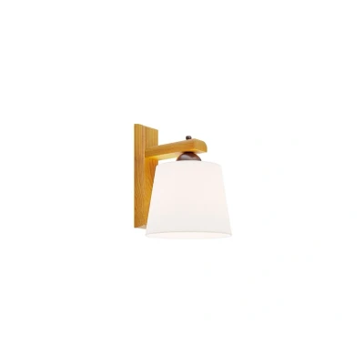 Abbildung von Wandleuchte Sweden, weiß, Textil, Eichenholz, Breite 20 cm