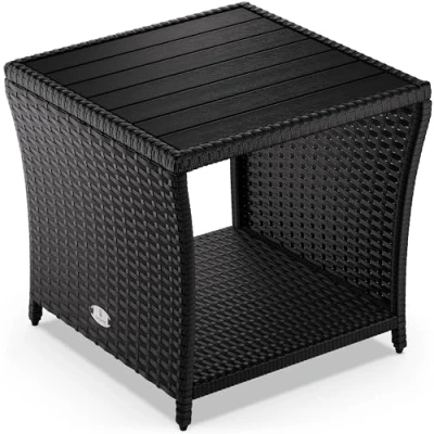 Abbildung von Casaria Beistelltisch (1 St), Polyrattan WPC Tischplatte 45x45x40cm Wetterfest Outdoor Garten