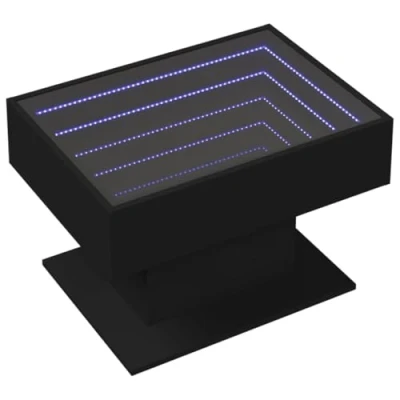 Abbildung von vidaXL LED Couchtisch, Beistelltisch mit Infinity Spiegel, Kaffeetisch Sofatisch für Wohnzimmer, Wohnzimmertisch, Schwarz Holzwerkstoff