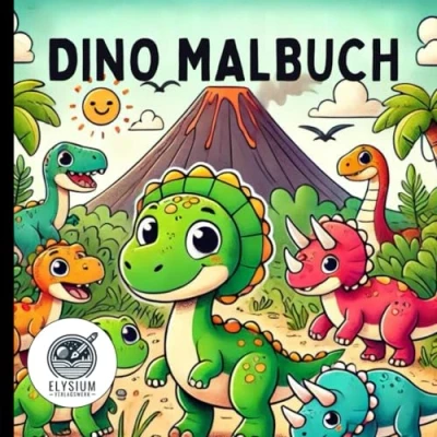 Abbildung von Dino Malbuch für Kinder: 20 Niedliche Dinosaurier Motive zum Ausmalen Perfektes Geschenk Junge und Mädchen ab 3 Jahren: Ein spaßiges ... ideal kleine Fans!