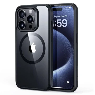 Abbildung von ESR für iPhone 15 Pro Max Hülle, kompatibel mit MagSafe, Militärnorm Schutz, vergilbungsbeständig, Kratzfeste Rückseite, magnetisches HandyHülle Case Max, Klares Schwarz