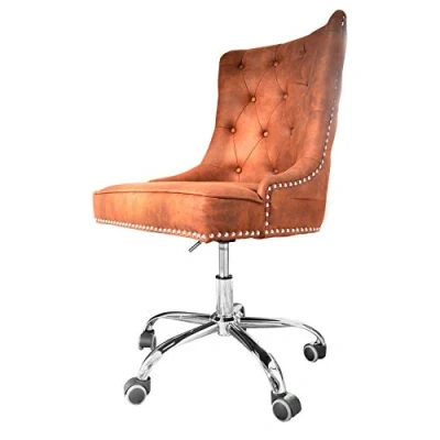 Abbildung von riess ambiente Drehstuhl VICTORIAN vintage hellbraun / silber, Büro · Microfaser höhenverstellbar mit Laufrollen Home Office