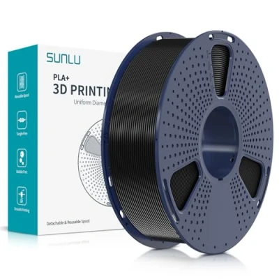 Abbildung von SUNLU PLA Plus 3D Drucker Filament, PLA+ Filament 1.75mm, sauber gewickeltes robustes kompatibel mit FDM Druckern, Maßgenauigkeit +/ 0.02 mm, 1kgSpule(2.2Pfund), Schwarz