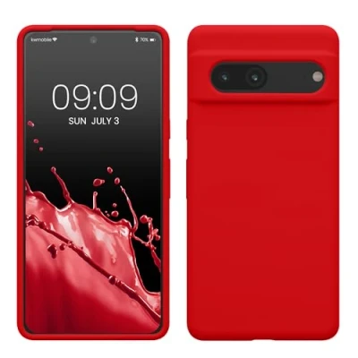 Abbildung von kwmobile Hülle kompatibel mit Google Pixel 7 Silikon Handy Case Handyhülle weiche Oberfläche kabelloses Laden Rot