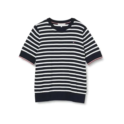 Abbildung von Tommy Hilfiger Stitch Tshirt basic, Damen, Größe: Small, Desert sky/ecru