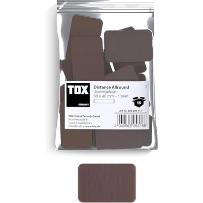 Abbildung von TOX Distance Allround Unterlegplatten M, Ausgleichsplatten aus Kunststoff, belastbar bis 5 Tonnen, Polypropylen, 60 x 40 10 mm, 1 Beutel, 15 Stk., 065600111