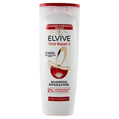 Abbildung von L&#039;Oréal Paris Elvive Total Repair 5 Shampoo für geschwungenes Haar ohne Vitalität, 300 ml