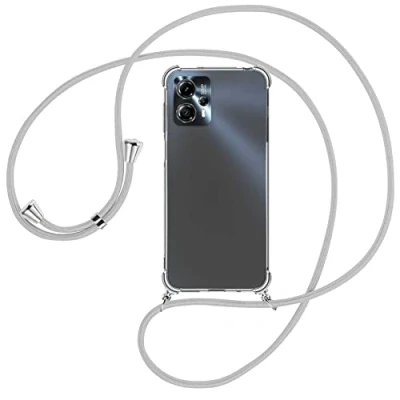 Abbildung von mtb more energy® Handykette kompatibel mit Motorola Moto G13, G23 Silber Grau Smartphone Hülle zum Umhängen Anti Shock Full TPU Case