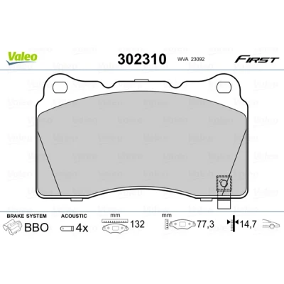 Abbildung von VALEO 302310 Bremsbelagsatz Vorderachse inkl. Verschleißwarnkontakt mit Anti Quietsch Blech OPEL: Insignia A Sports Tourer, Astra J Tourer