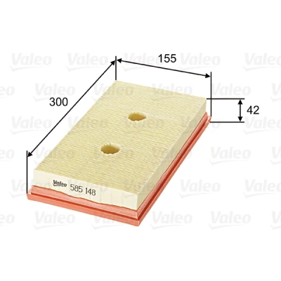 Abbildung von VALEO 585148 Luftfilter 42 156 300 Filtereinsatz VOLKSWAGEN: Passat B6 Variant, Golf Plus / Crossgolf, 5 Schrägheck, SKODA: Octavia 2 Combi