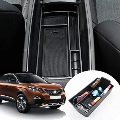 Abbildung von SHAOHAO Kompatibel mit peugeot 3008 2016 2023 SW GT Mittelkonsole Armlehne Aufbewahrungsbox Mittelarmlehne Organizer Tray Multifunktionaler Handschuhfach zubehör