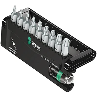 Abbildung von Wera 05057115001, 9 Stück(e), Torx, TX10, TX15, TX20, TX25, TX30, TX40, TX6, TX8, TX9, Edelstahl, 1x 1/4x50 mm TX 10x25 15x25 20x25 25x25 30x25 TX..., CE, GS, DVE