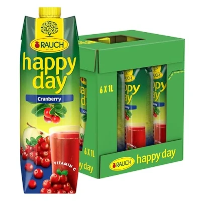 Abbildung von Rauch Happy Day Cranberry herb trockener Geschmack mit fruchtigem Apfel verfeinert einzigartiges Aroma 6x 1l Tetra Prisma