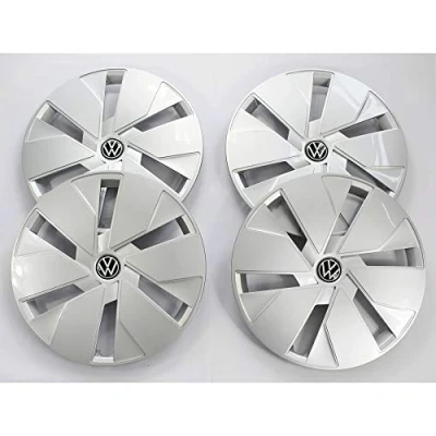 Abbildung von Volkswagen 10A071458WZF Radkappen (4 Stück) Radzierblende Stahlfelgen 18 Zoll Radblenden, Silber