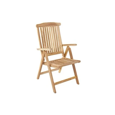 Abbildung von SAM Hochlehner Aruba, Teakholz massiv, 5 Fach Verstellbarer Gartenstuhl, Klappstuhl für Balkon, Terrasse, Wintergarten oder Garten, pflegeleichtes Unikat, Gartenmöbel aus Teak