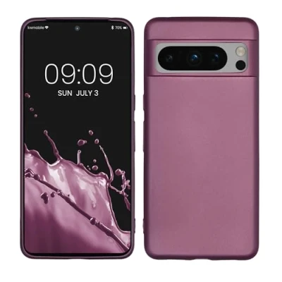 Abbildung von kwmobile Case kompatibel mit Google Pixel 8 Pro Hülle Schutzhülle aus Silikon metallisch schimmernd Handyhülle Metallic Lavendel