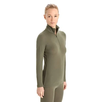 Abbildung von Icebreaker Merino Damen Standard 175 Thermo Unterhemd für kaltes Wetter mit halbem Reißverschluss, Loden Green, Medium