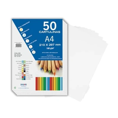 Abbildung von Dohe Weißer A4 Karton für Bastel und Druckarbeiten (50 Stück) 21 x 29,7 cm 180 g/m² Büromaterial