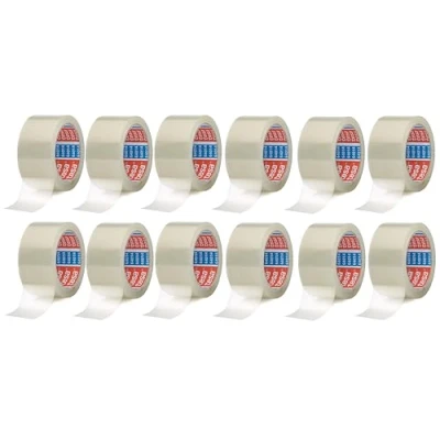 Abbildung von tesa Paketband 64014 hochwertiges Packband transparent, tesapack 66 m x 50 mm (12 Rollen transparent)