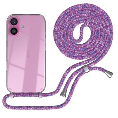 Abbildung von EAZY CASE Handykette kompatibel mit iPhone 16 Handyhülle Umhängeband, Handykordel Schutzhülle, Silikonhülle, Hülle Band, Stylische Kette für Smartphone, Unicorn