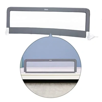 Abbildung von Fillikid Bettschutzgitter &amp; Rausfallschutz für Baby Kinder 150 x 50 cm hohes, klappbares Bettgitter Betten Boxspringbett Grau Weiß
