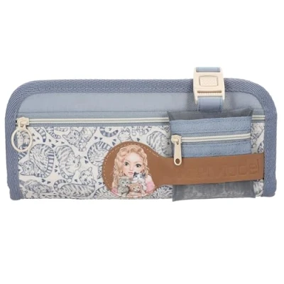 Abbildung von Depesche 13275 TOPModel Cat Love Schlampertasche in Hellblau, mit Model und Katzen Motiv, Muster, Federtasche Ausklapp Fach