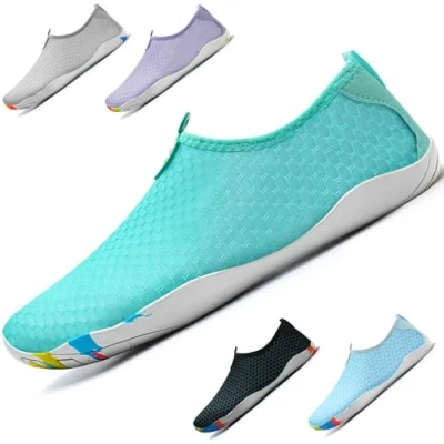 Abbildung von WateLves Badeschuhe Damen Herren Wasserschuhe Schwimmschuhe Strandschuhe Aquaschuhe Schnell Trocknend Surfschuhe Unisex Sommer(Mondgrün 42)