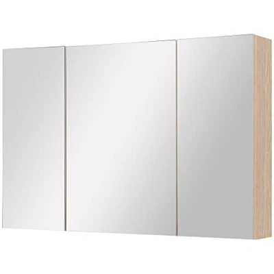 Abbildung von kleankin Spiegelschrank Badhängeschrank Wandschrank Badschrank mit Spiegel Weißeiche B90 x H60 D13,5 cm