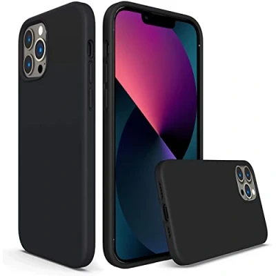 Abbildung von Verco Handyhülle für Apple iPhone 13 Pro Max Hülle, Case Silikon Gel [weiches Innenfutter] Schutzhülle stoßfest, Schwarz