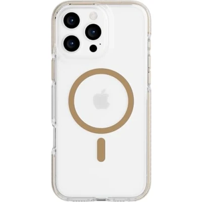 Abbildung von tech21 EvoCrystal für iPhone 16 Pro Max kompatibel mit MagSafe Aufprallschutz Hülle 15x nach Militärstandard getestet in Gold
