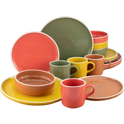 Abbildung von CreaTable Kombiservice &quot;Geschirr Set Stack&quot;, (Set, 16 tlg., Kaffeeservice und Tafelservice im Set, für 4 Personen), Service, glänzende Oberfläche, Naturfarben, Teile Personen