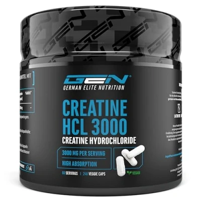 Abbildung von Creatine HCL 240 vegane Kapseln Hochdosiert mit 3000 mg Reines Kreatin Hydrochlorid High Absorption Hohe