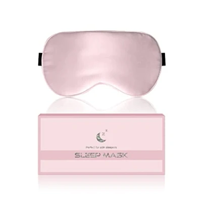 Abbildung von Aosun Seiden Schlafmaske für Seitenschläfer, 22MM, 100% Bio Maulbeerseide Augenmaske, Ideal Geschenke Frauen &amp; Mama, Lichtblockierende Schlafbrille Augenklappe mit Verstellbares Band Yoga,Rosa